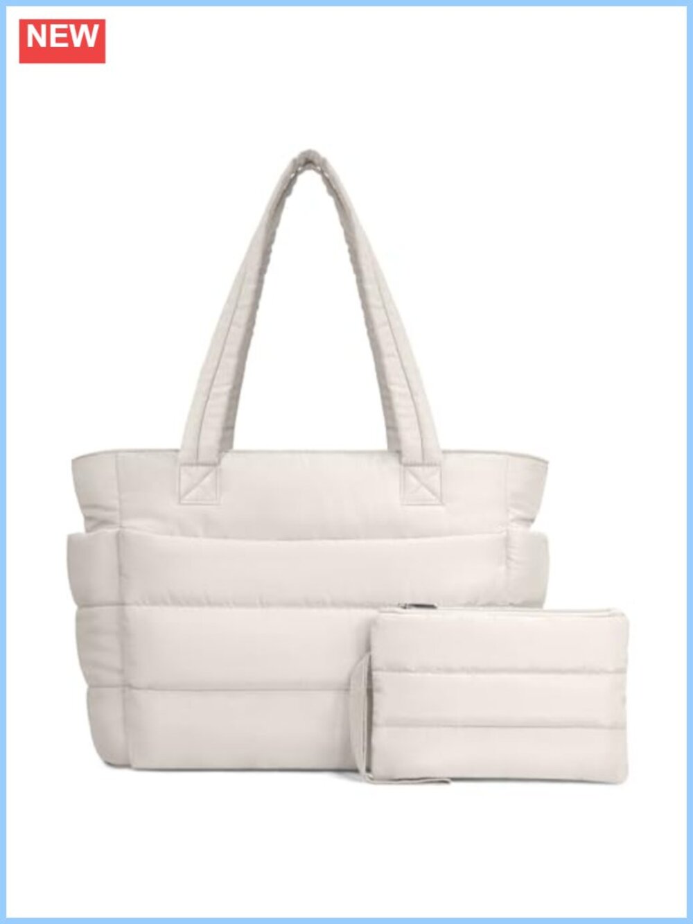 Puffer Tote Bag Lightweight Quilted Shoulder Bag with Laptop Sleeve